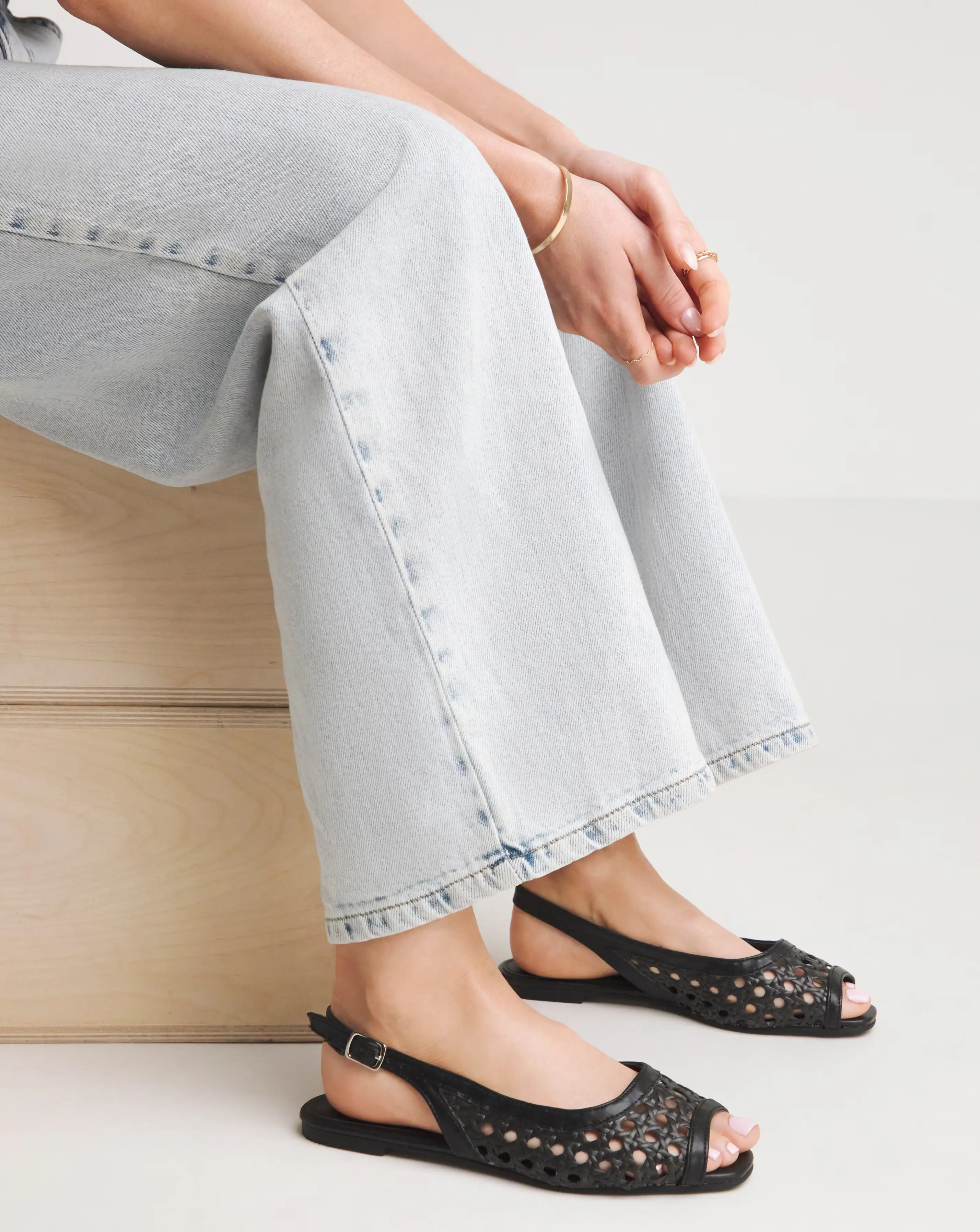 Cara Slingback Peep Toe Shoes - Wide Fit (E)