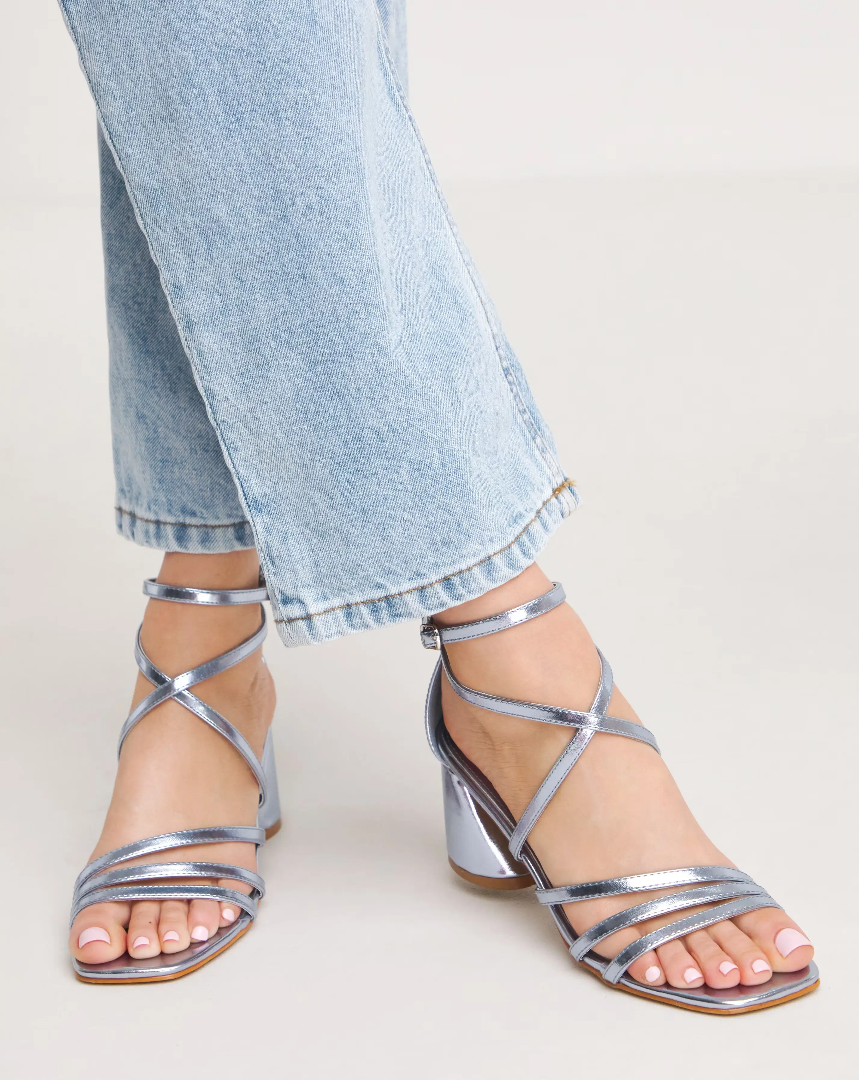 Elle Cross Ankle Strap Heeled Sandals - Extra Wide Fit (EEE)