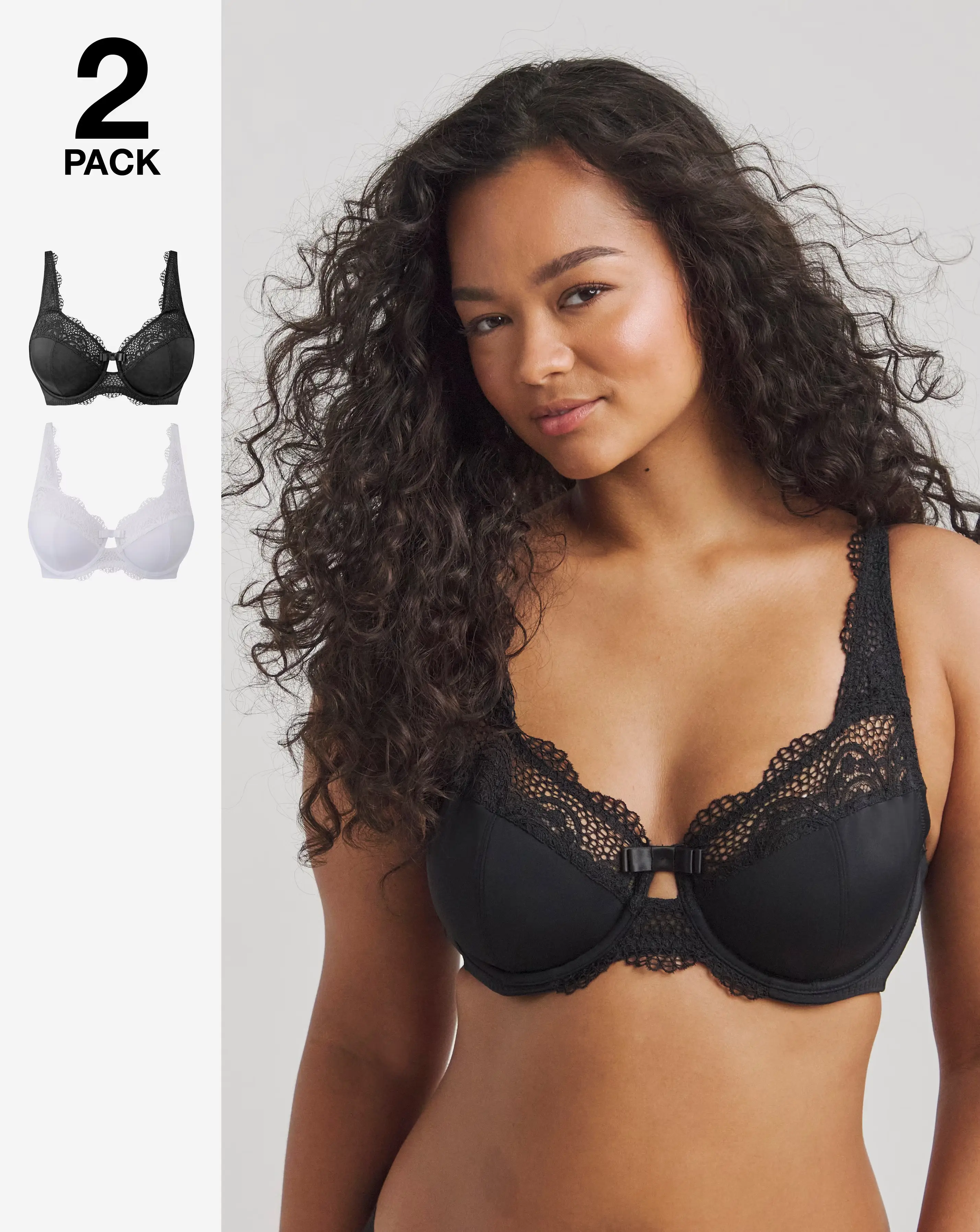 Pretty Secrets (2 Pack) Lottie Micro Full Cup Bras (B-G) Black/White