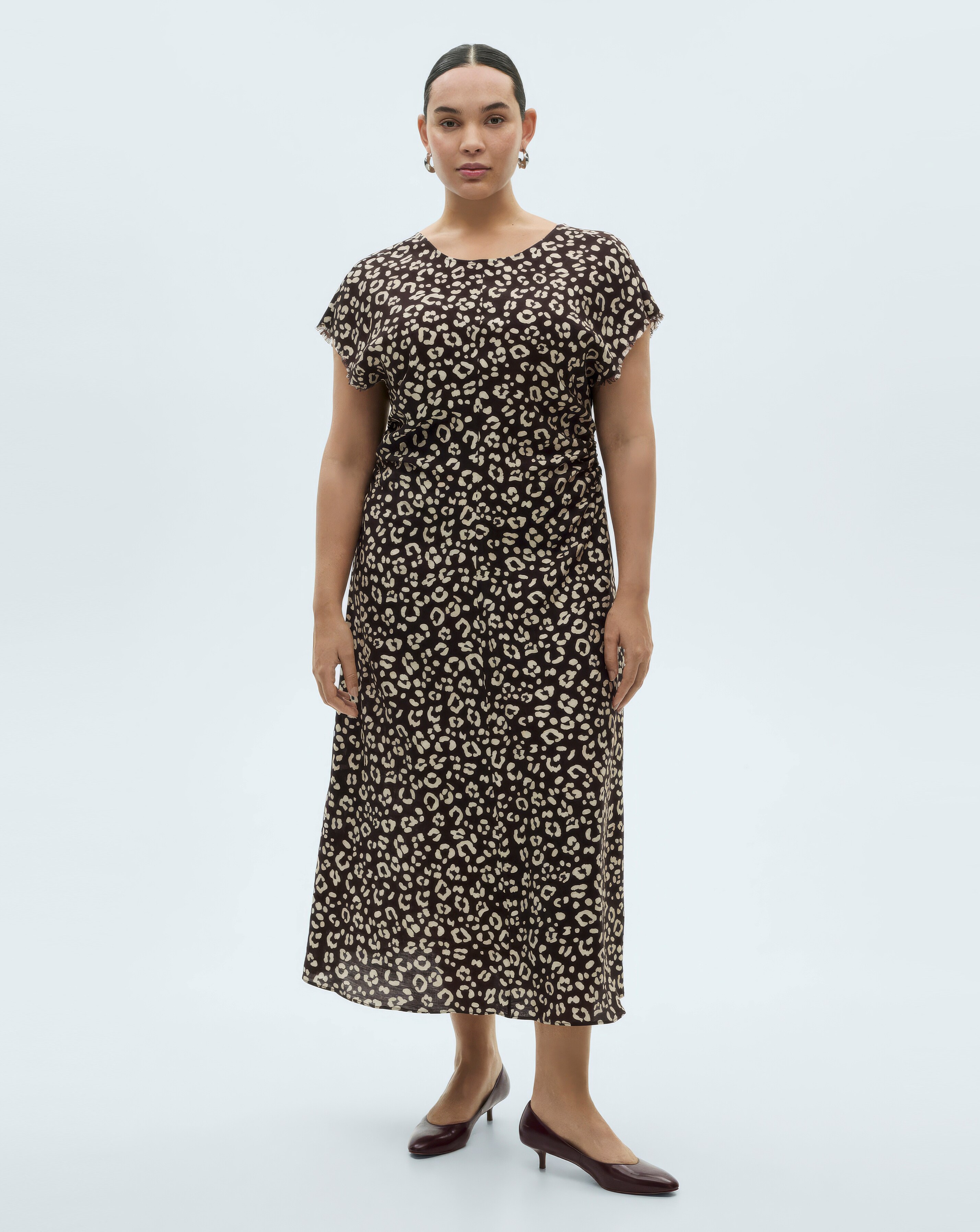 Mango Leopard-Print Dress with Frayed Ends