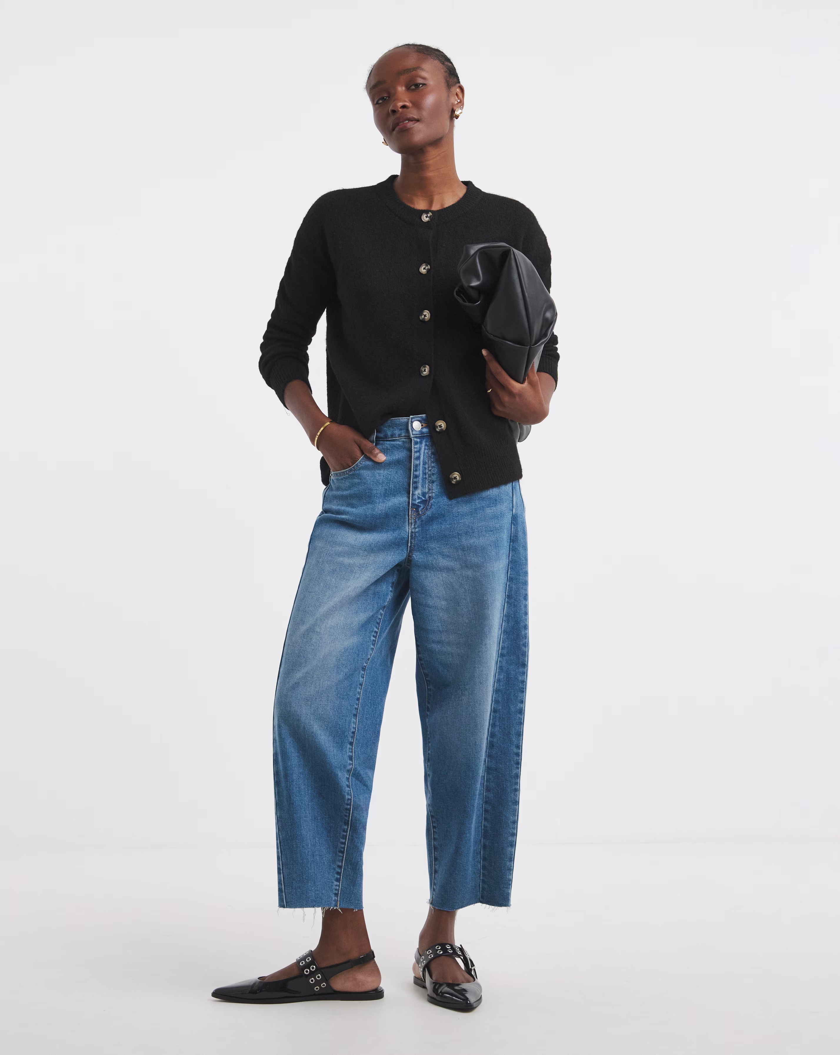 Black Crew Neck Cardigan
