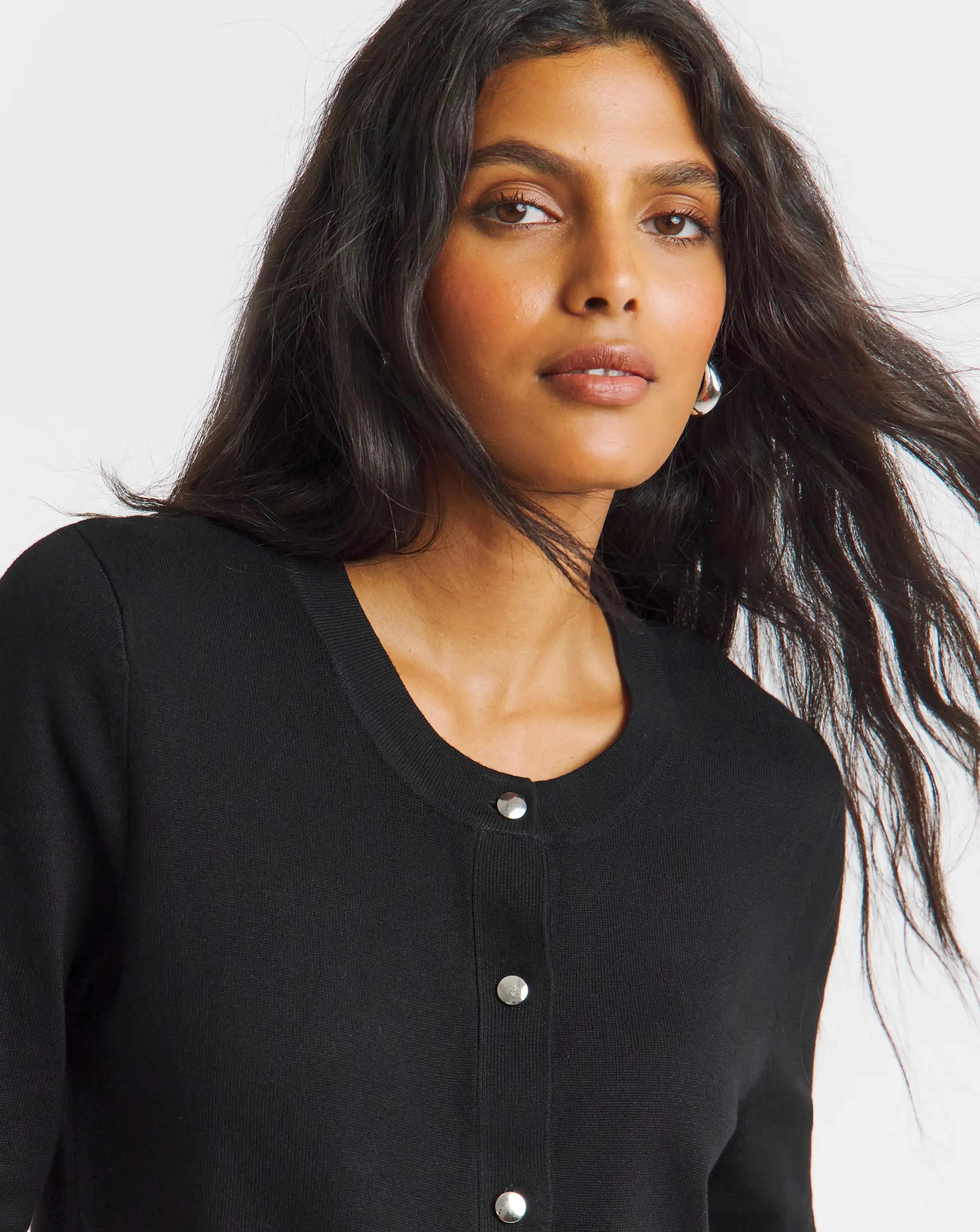 Black Soft Touch Half Sleeve Cardigan