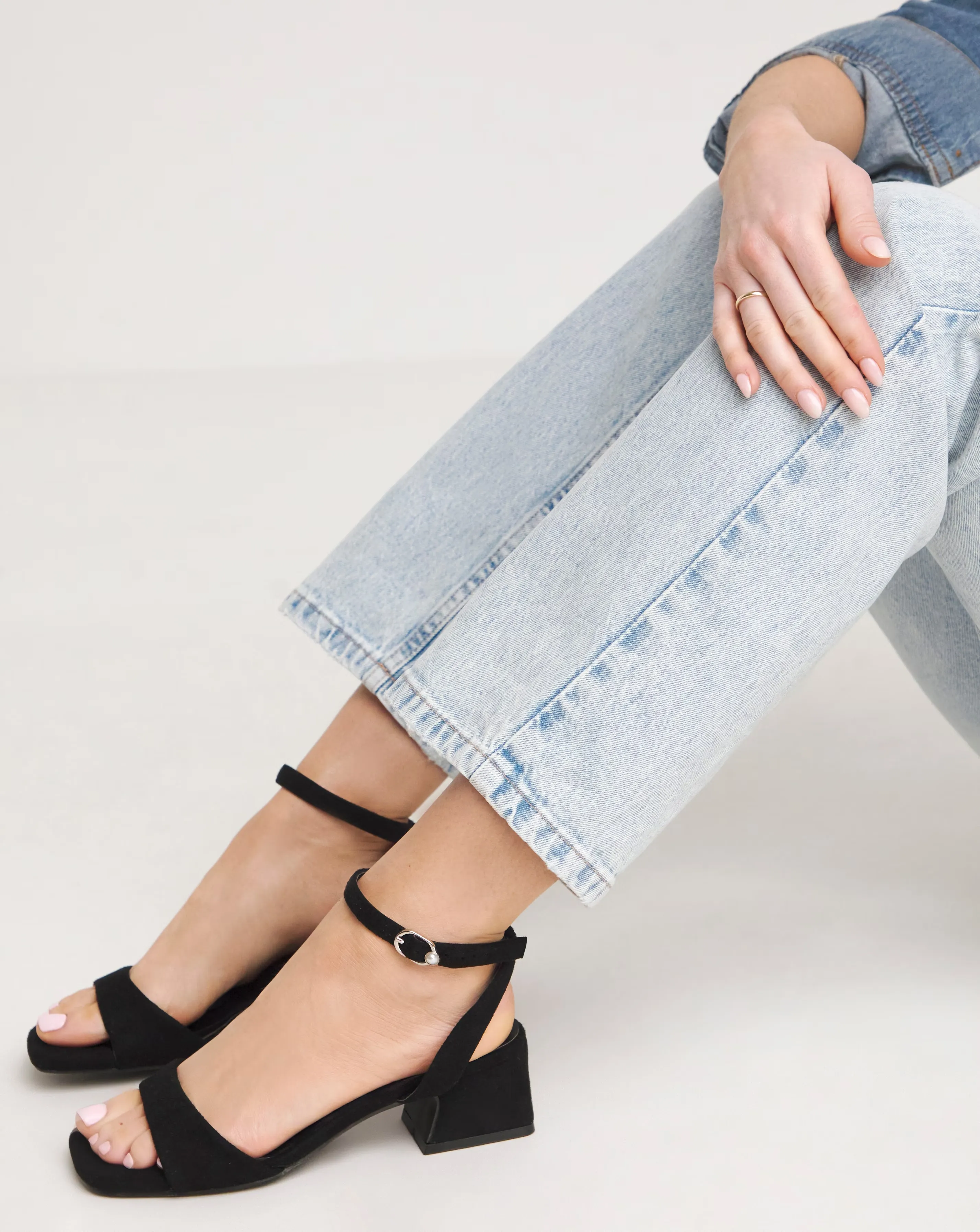 Amber Barely There Low Block Heel Sandals - Standard Fit (D)