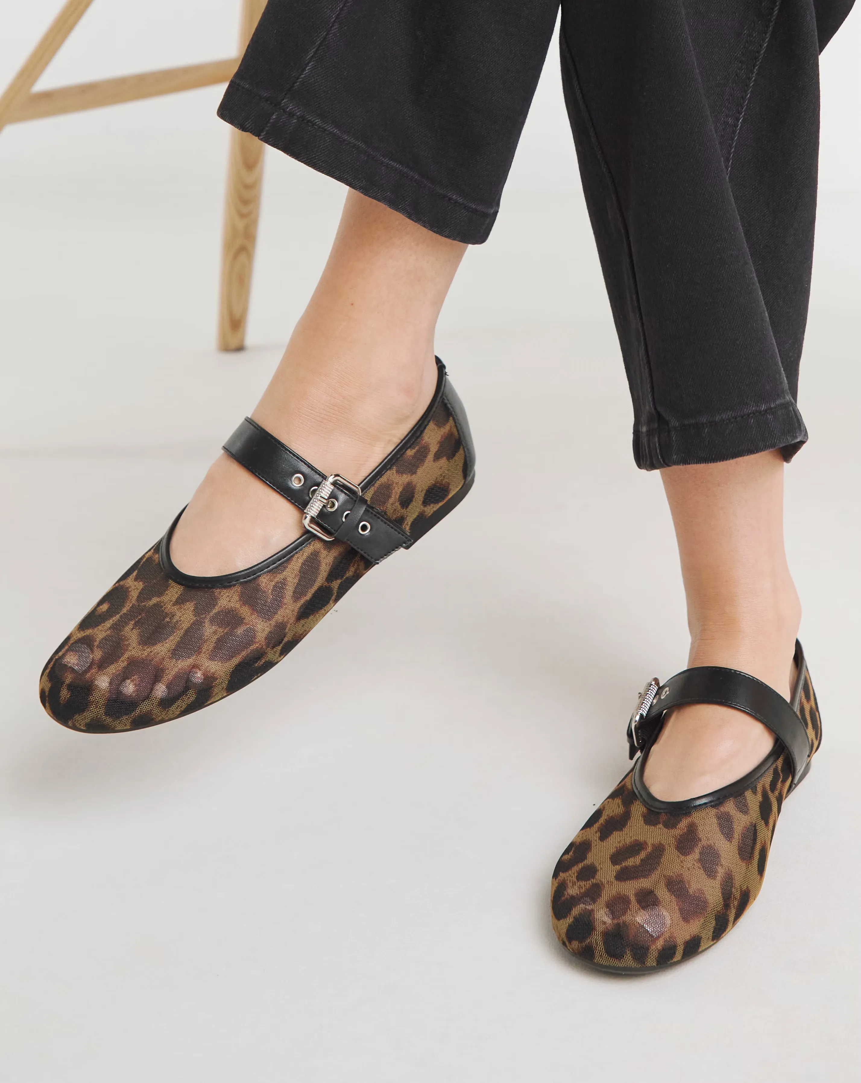 Mykonos Net Mesh Mary Jane Ballerinas - Wide Fit (E)