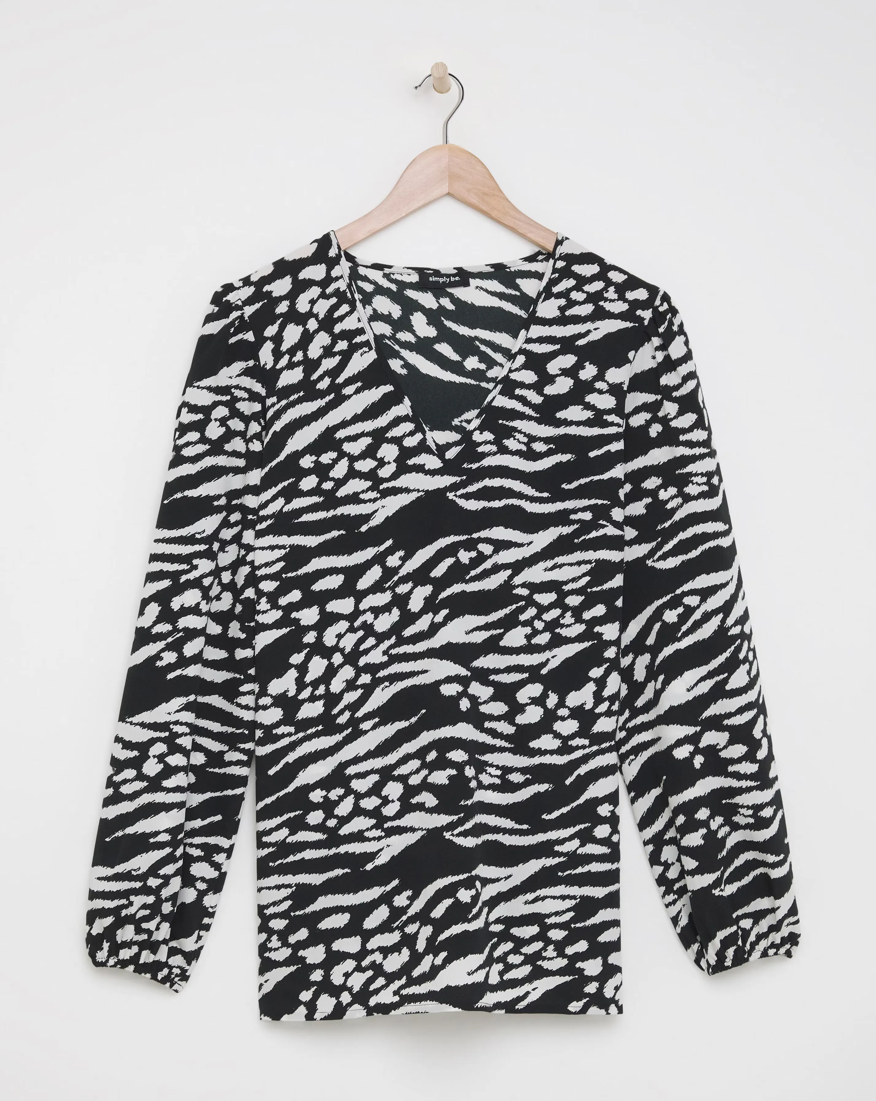 Mono Print Long Sleeve V Neck Boxy Blouse 1 99920-mono-print-long-sleeve-v-neck-boxy-blouse-1.webp